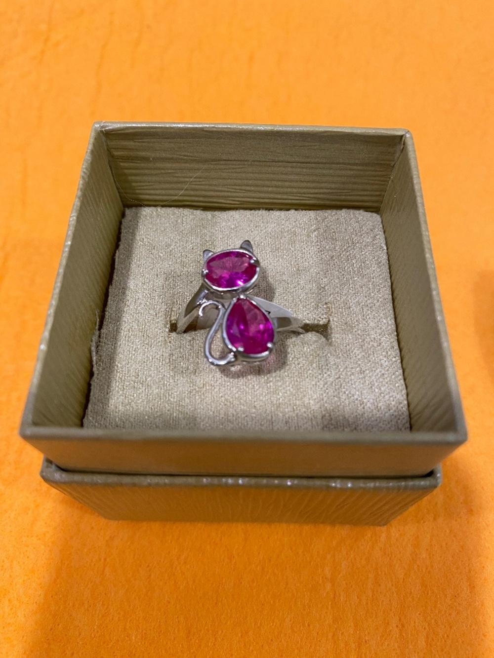 JTV Pink Cat Sapphire 925 Rhodium over silver size 11